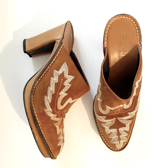 Donald J. Pliner Shoes - Donald Pliner Bozza Embroidered Suede Mules  - Size 8